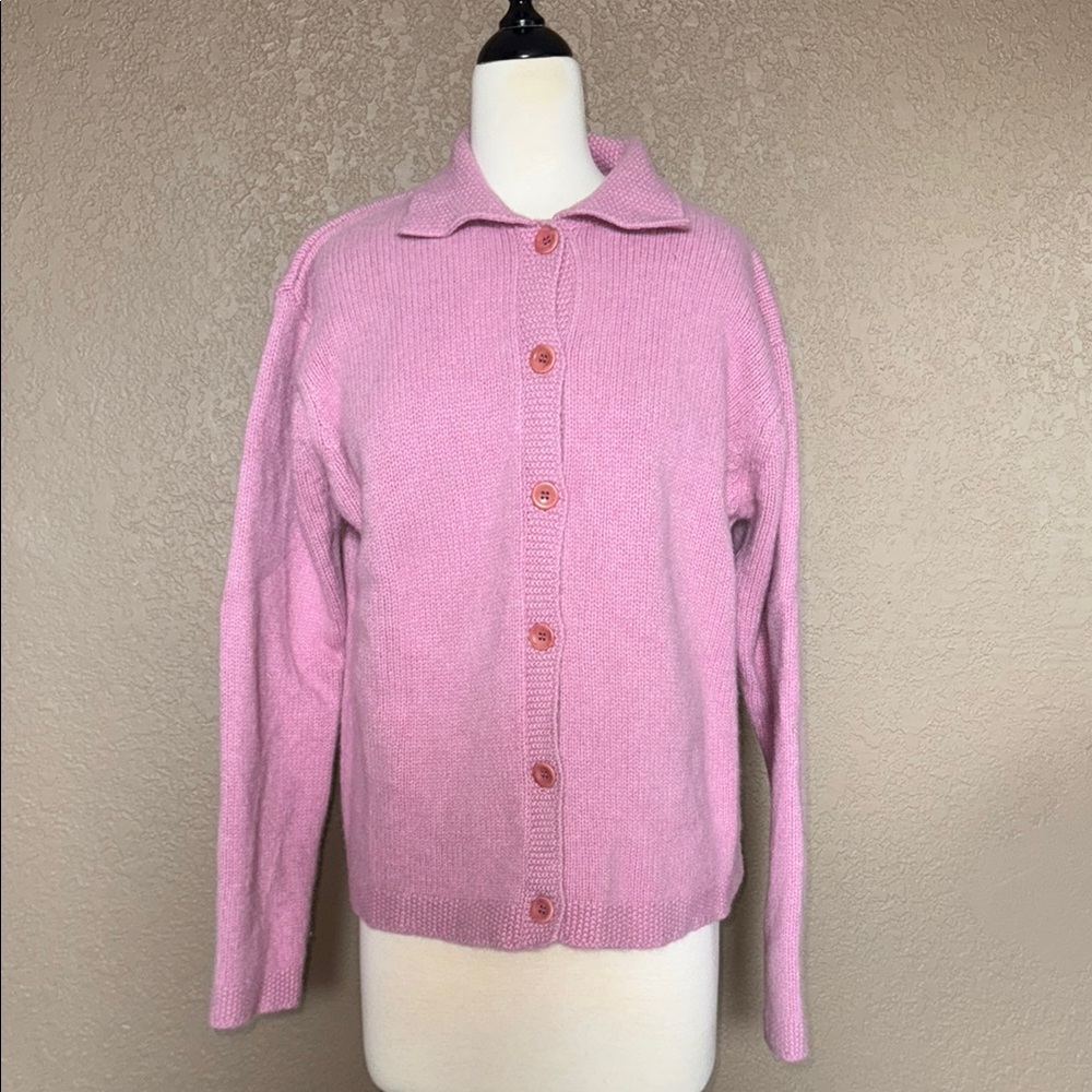 L.L. Bean Pink Button-Up Sweater